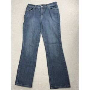 Chico's Platinum Jeans Size 8 (Chico's1) Regular Blue Denim Cotton Lycra Blend